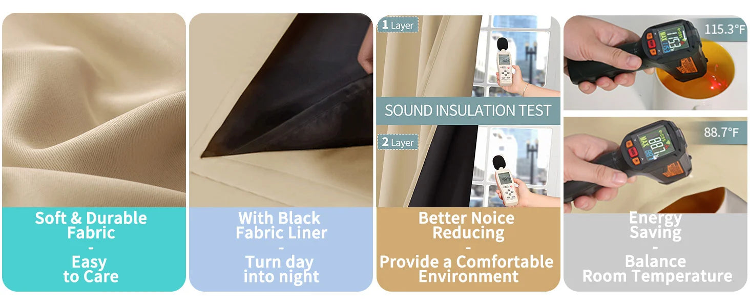 The Parda - 100% Blackout Curtain , Premium Beige Blackout Curtain With Black Lining at Back , Pack of 1 Curtain