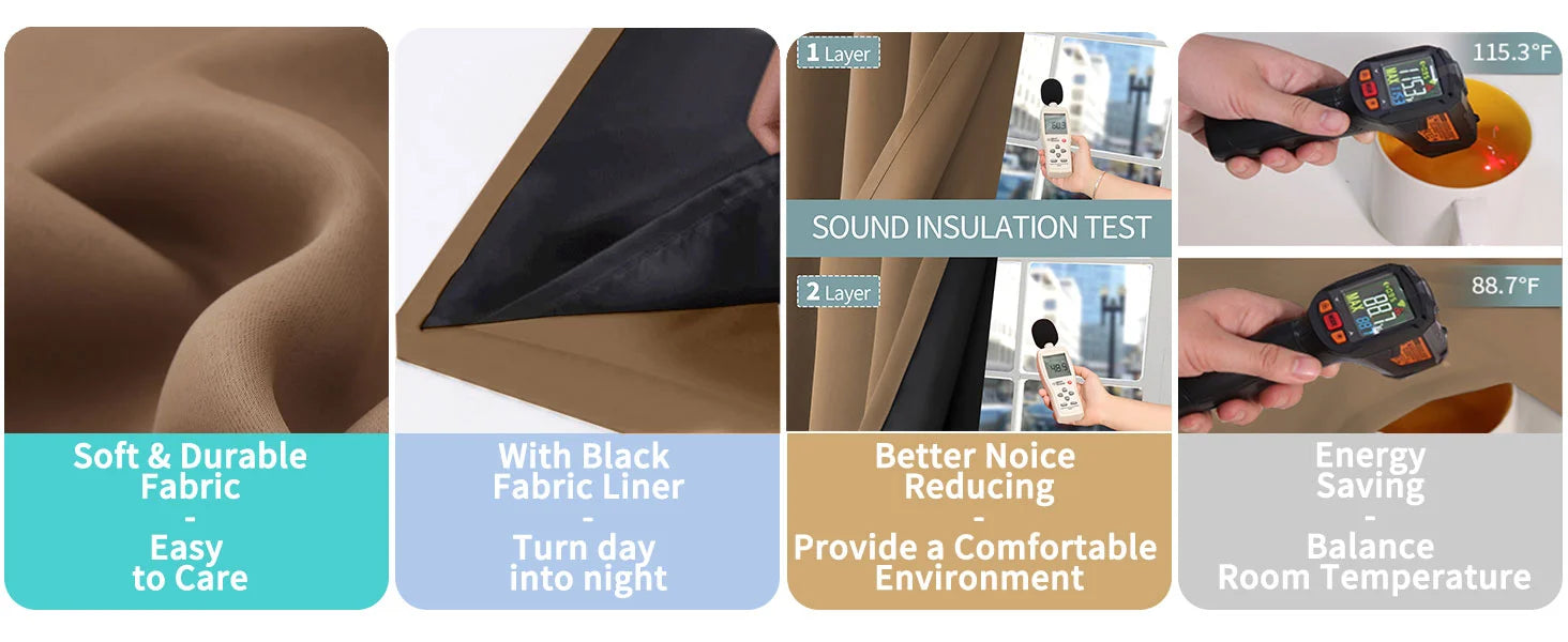 The Parda - 100% Blackout Curtain , Premium Taupe Brown Blackout Curtain With Black Lining at Back , Pack of 1 Curtain