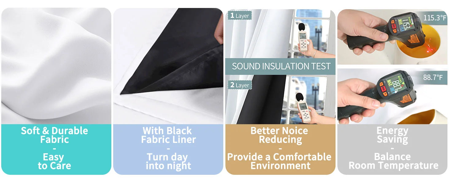 The Parda - 100% Blackout Curtain , Premium White Blackout Curtain With Black Lining at Back , Pack of 1 Curtain